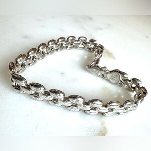 Sterling Silver 925 Wide Link Bracelet Hollow-Form ~10-11mm / 7” Length